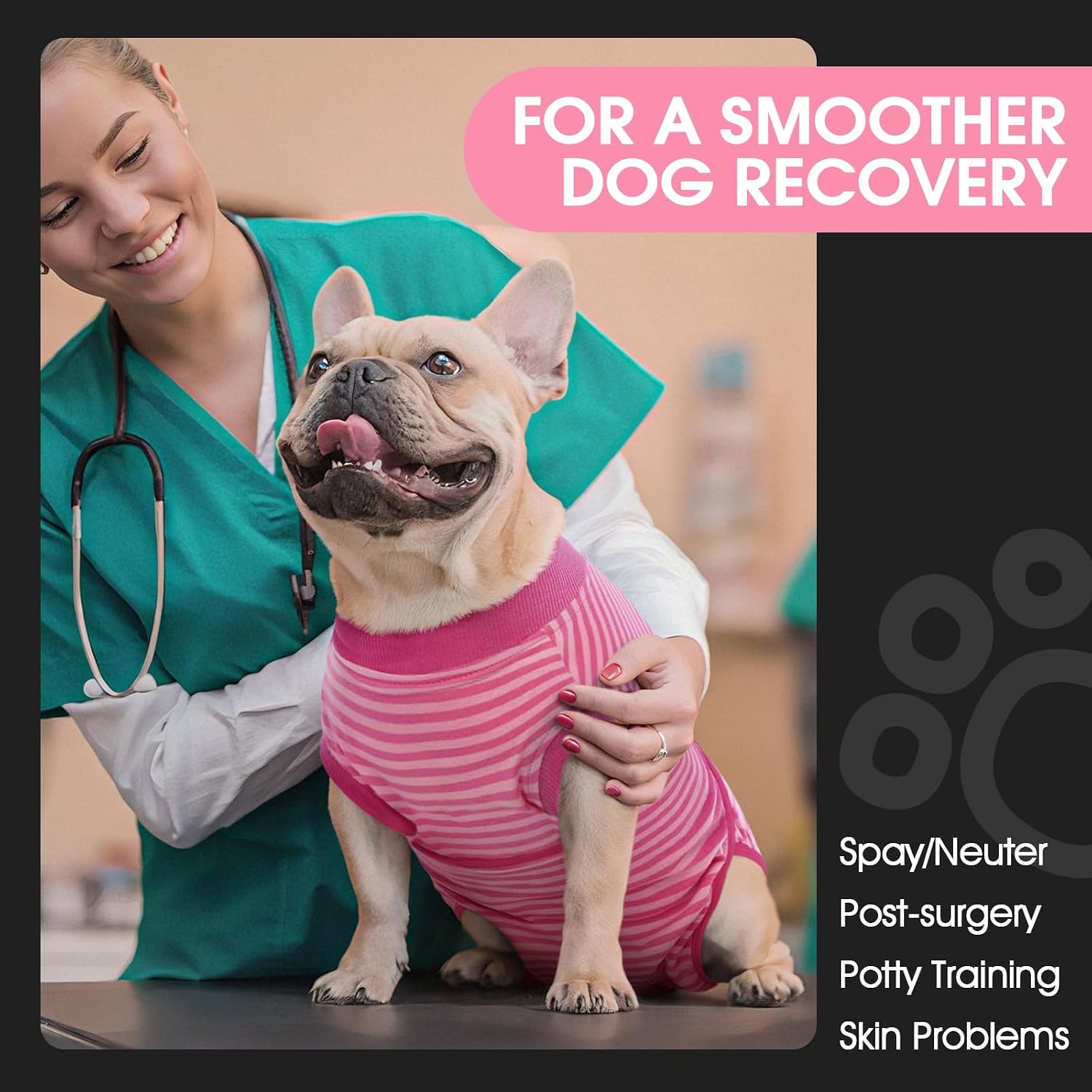 FUAMEY pet surgery shirt showing the roll up potty break feature