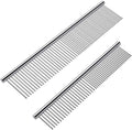 Cafhelp stainless steel pet grooming combs front view showing two sizes.