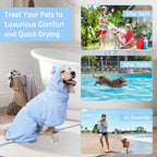 Blue small pet bathrobe hooded design with cute ears
