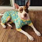 Side view of Kyeese velvet dog onesie for medium dogs