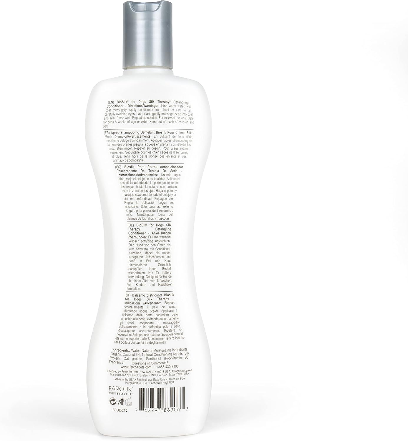 Safe pH balanced puppy grooming detangling rinse close up bottle
