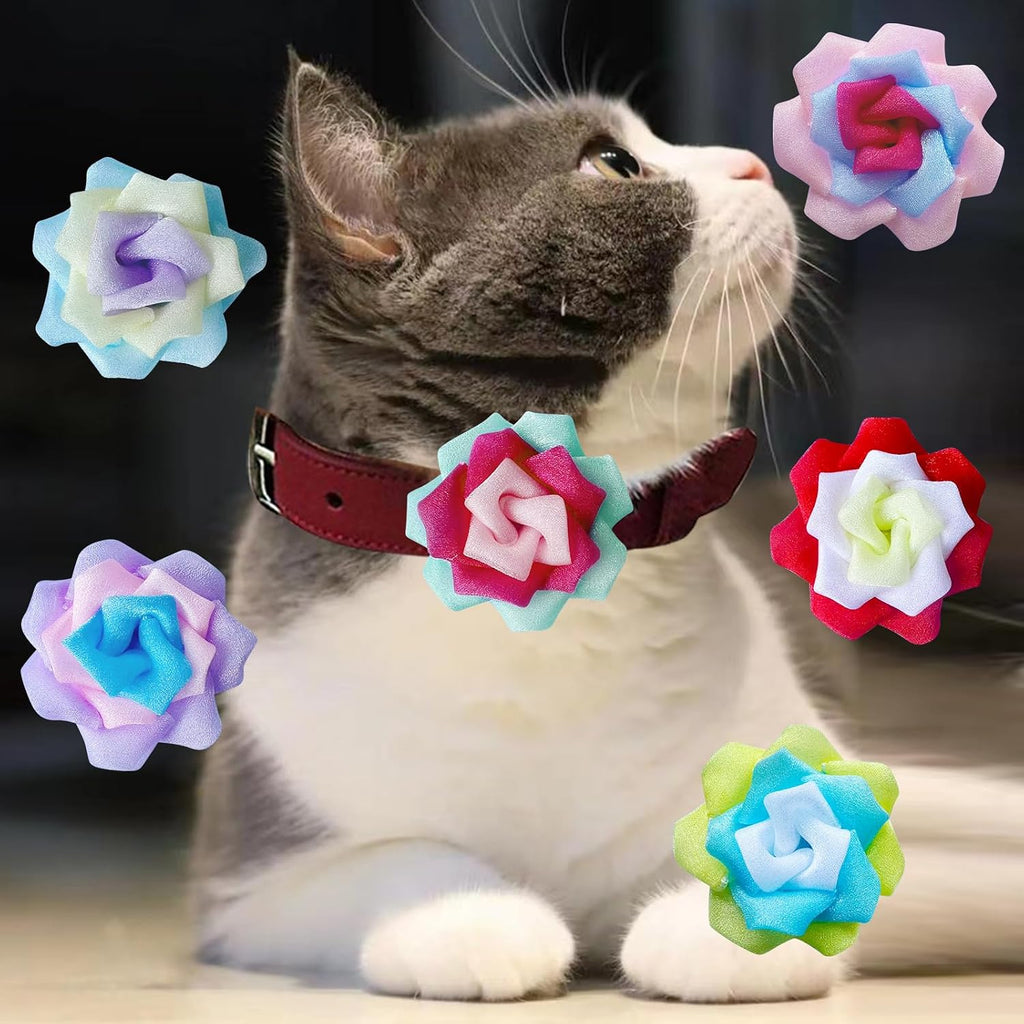 Multi colored 2.56 inch diameter decorative pet flower charms for festive occasions