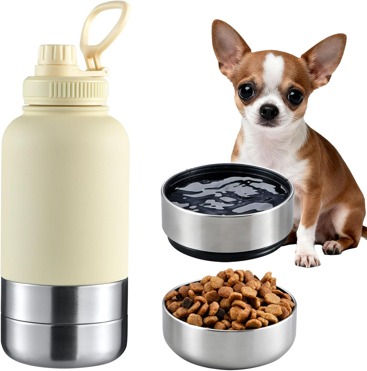Cibaabo Insulated Dog Water Bottle with 2 Bowls, 32oz Travel Stainless Steel Double Wall Thermos, Portable Pet Dispenser, Gifts for Puppy Small Medium Dogs Walking Hiking and Camping - Image 10