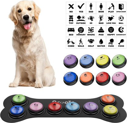 Acools Dog Buttons for Communication, 6 Pcs Dog Talking Button Set, 30s Voice Recordable Pet Training Buzzer, Speaking Buttons for Cats & Dogs with Waterproof Dog Activity Mat and 24 Scene Stickers - Image 9