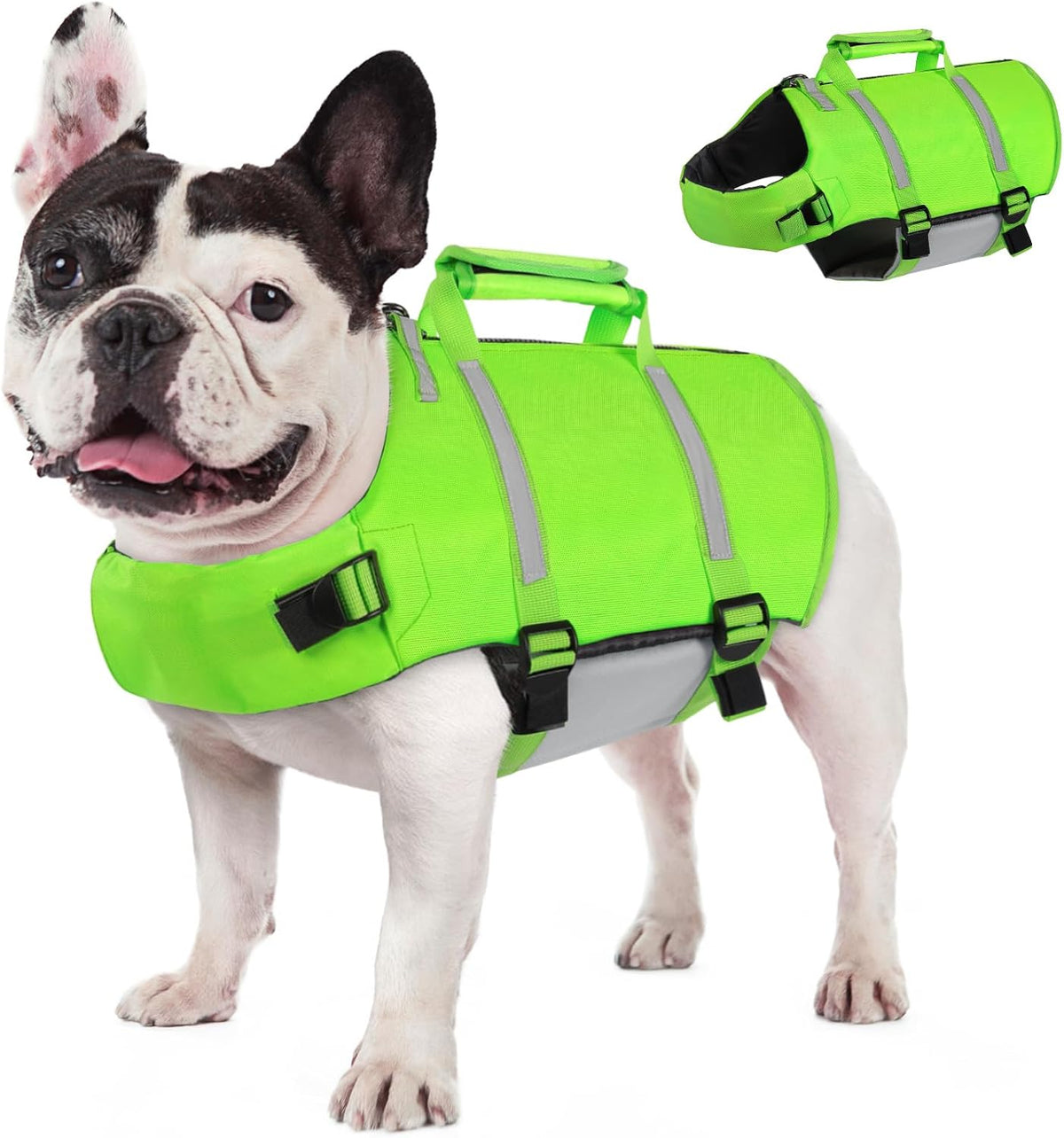 AOFITEE Dog Life Jacket, High Flotation Dog Life Vest for Swimming, Reflective Medium Dog Swimming Vest, Adjustable Dogs Swimsuit Lifesaver with Zipper and Rescue Handle for Small Medium Large Dogs - Image 15