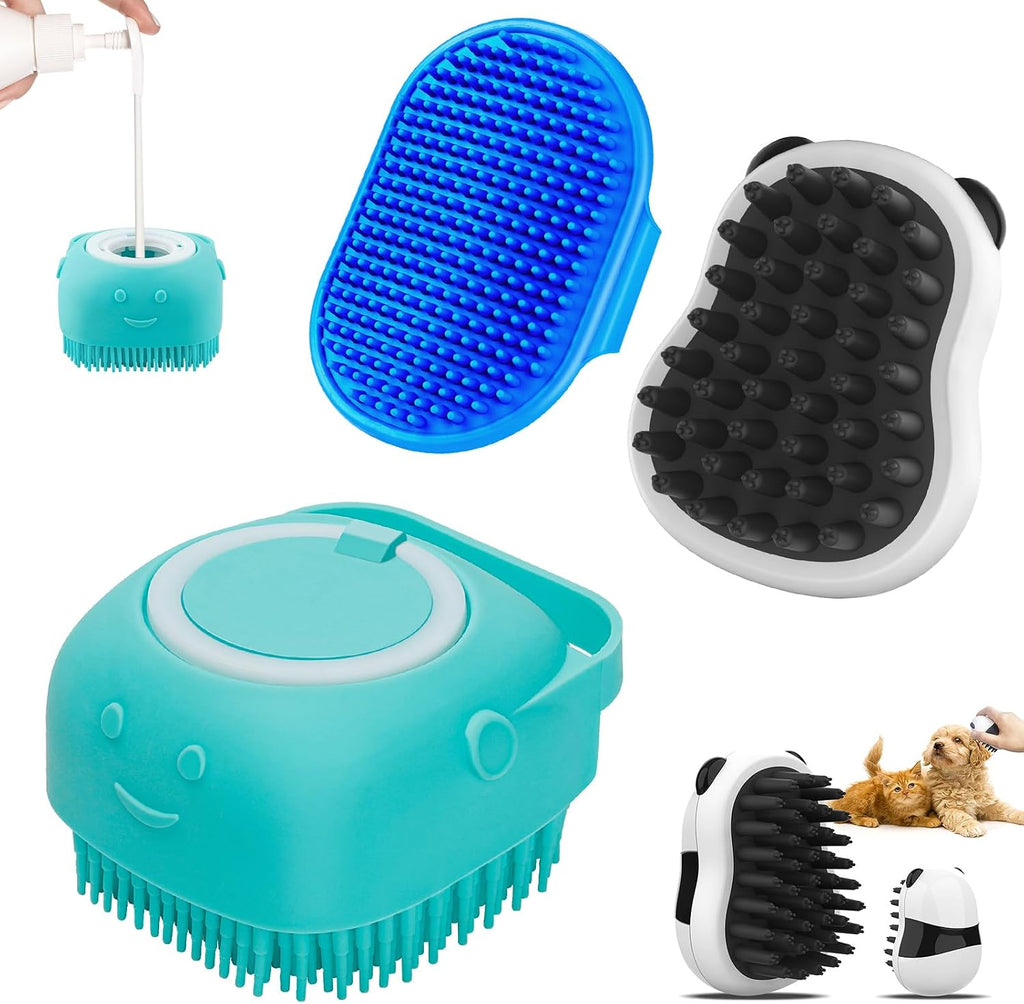 Comotech 3-in-1 dog grooming brush set front view for pet bathing