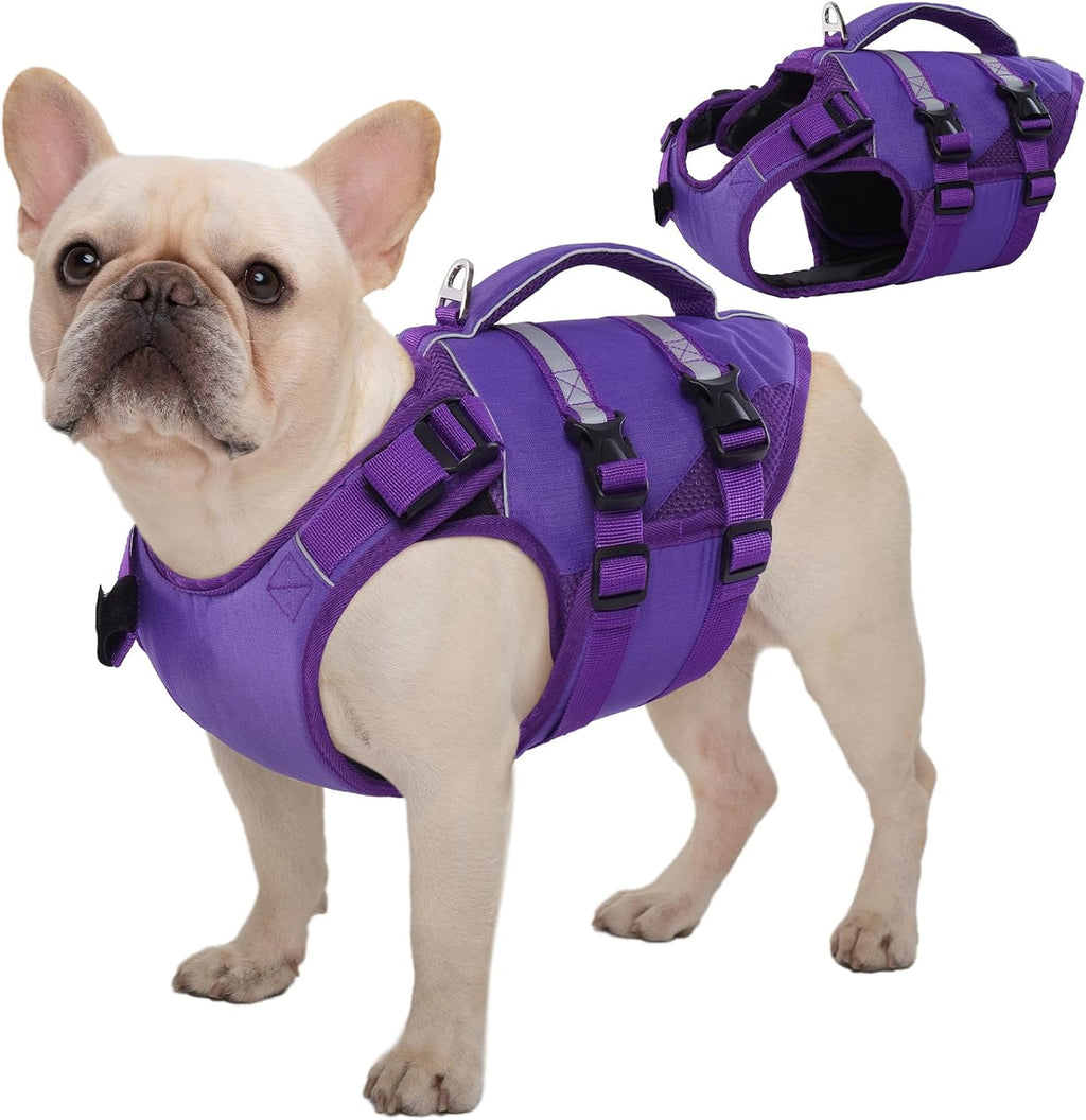 Kuoser Dog Life Jacket, High Flotation Dog Life Vest for Swimming Boating, Adjustable Ripstop Pet Lifesaver for Small Medium and Large Dogs, Reflective Safety Puppy Swimming Vest with Rescue Handle - Image 9