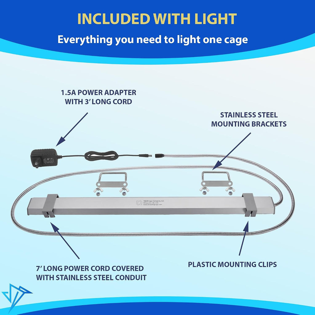 HappyBird Lighting Bird Cage Light with Chew Guard - Full Spectrum LED Pet Light - Simulates Natural Environment - Safe for Hookbill Birds - Easy to Install - (24" Long) - Image 3