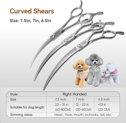 Matte black professional dog styling scissors showcasing the self sharpening blade edge.