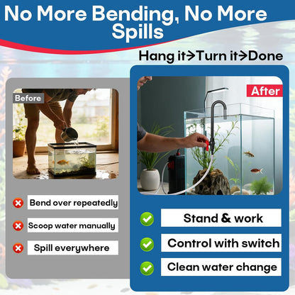 Two pieces of Dongker aquarium water refiller hooks alongside product dimensions.