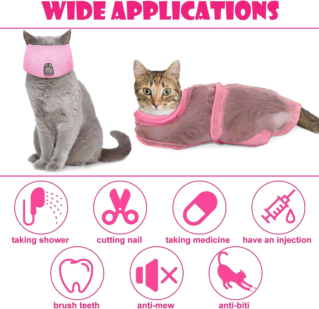Patelai pink cat grooming kit featuring the mesh bag drawstrings and zipper openings