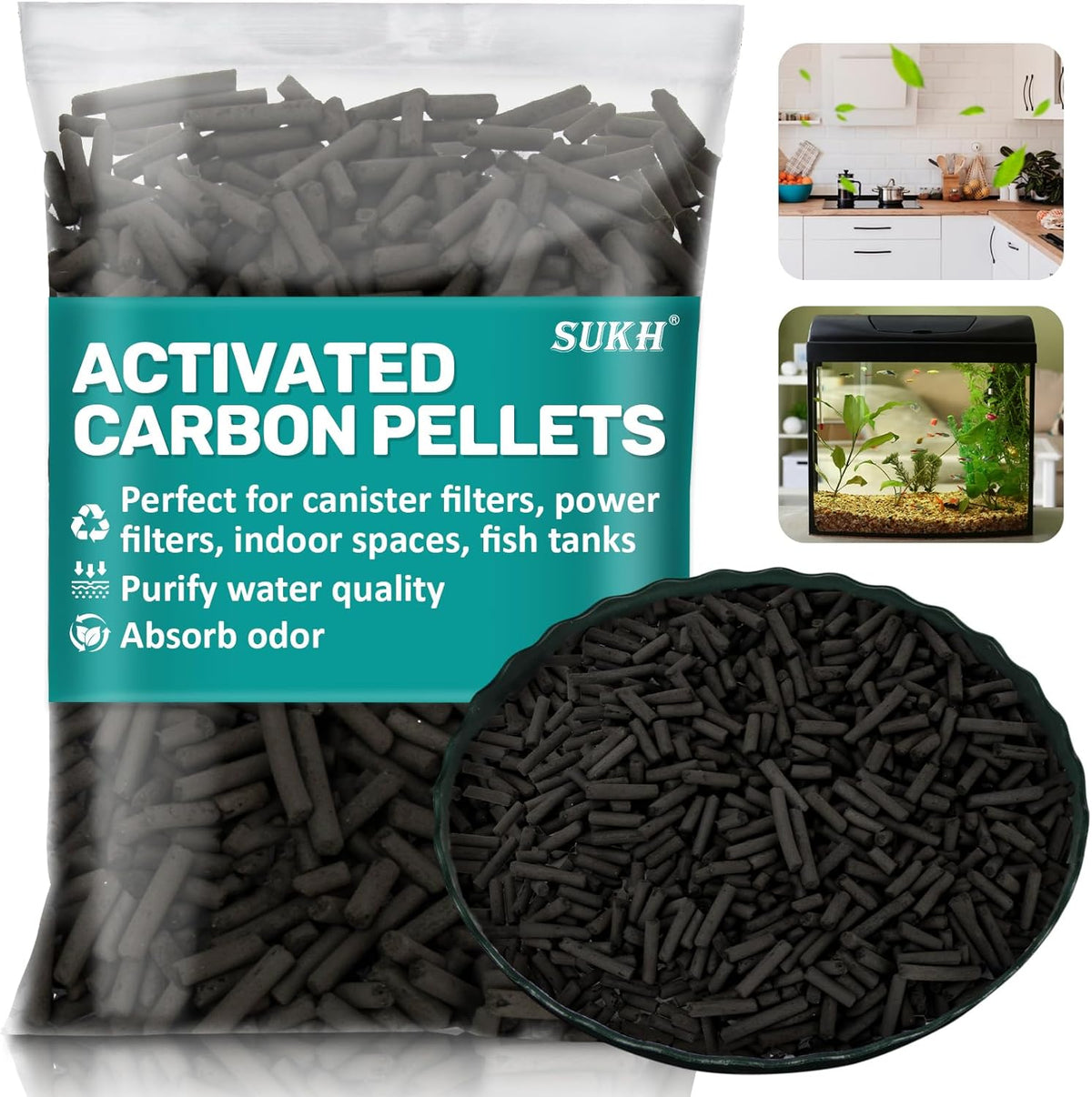 Sukh Activated Carbon Pellets front view premium aquarium filter media