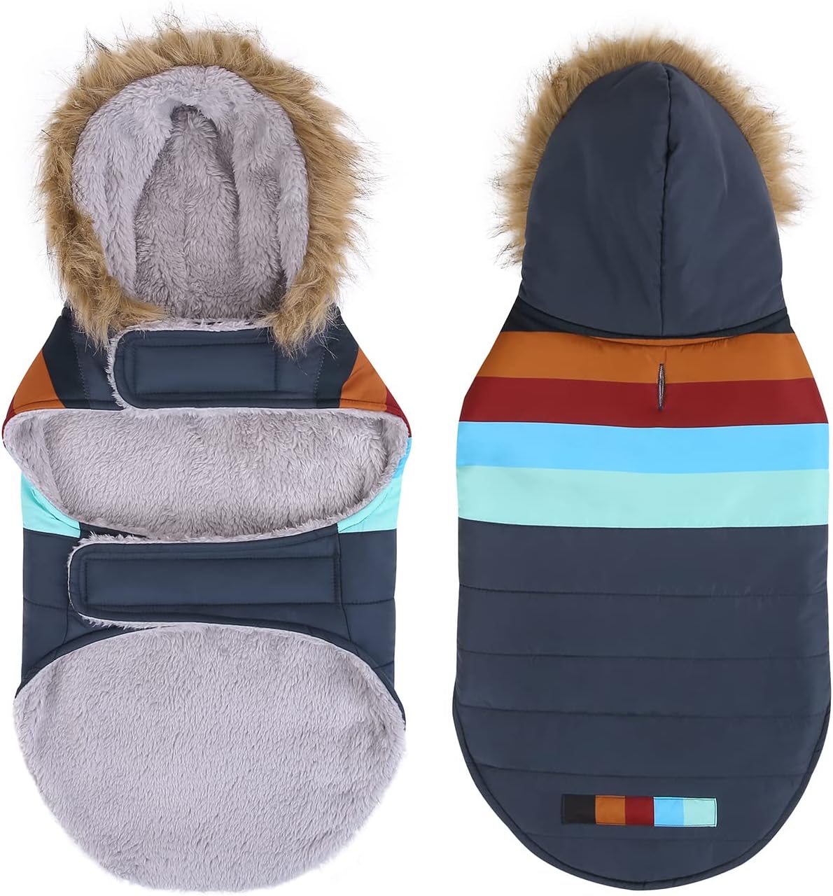 Fleece lined interior of HDE dog winter jacket