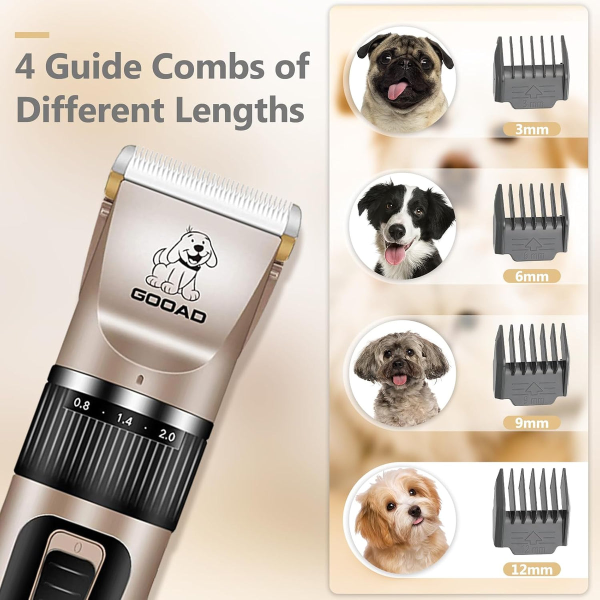 Quiet pet nail grinder attachment smoothing a dog claw safely