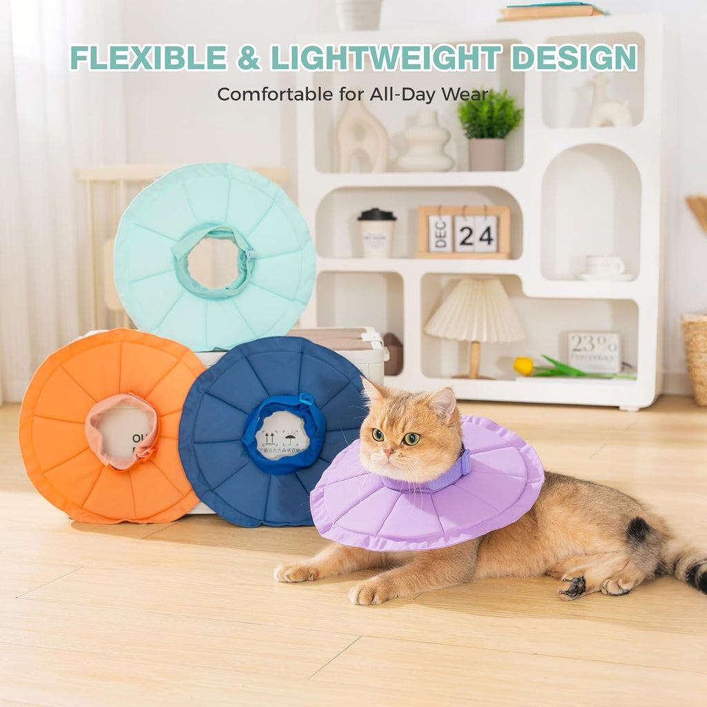 Avont premium pet recovery donut cone for cats after surgery showing soft fabric texture
