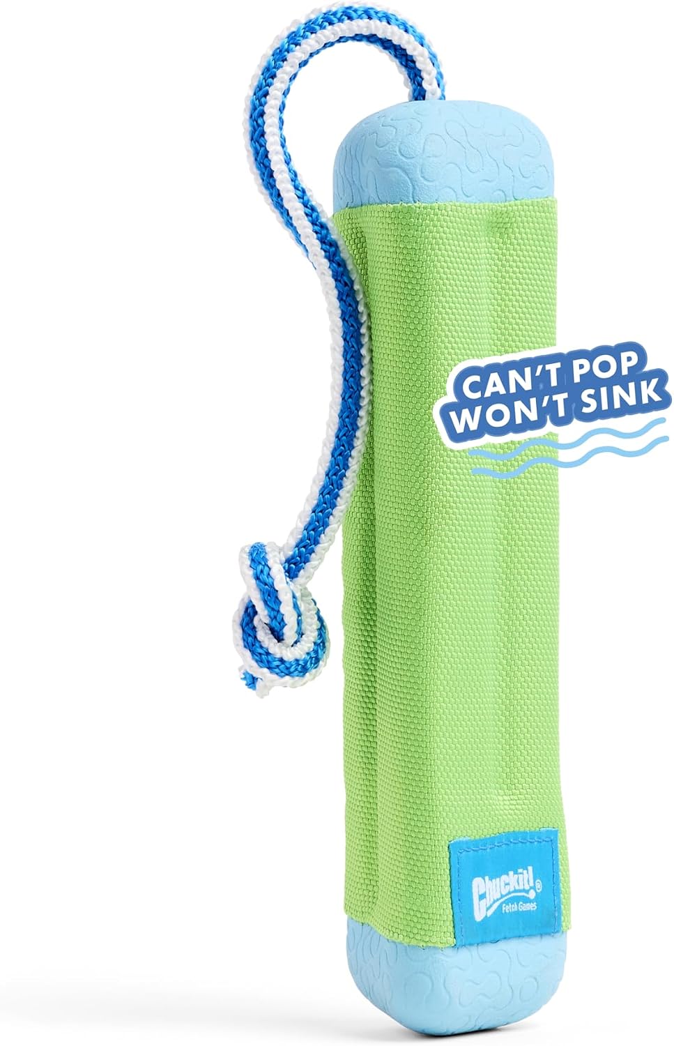Orange and blue floating bumper toy for small dogs