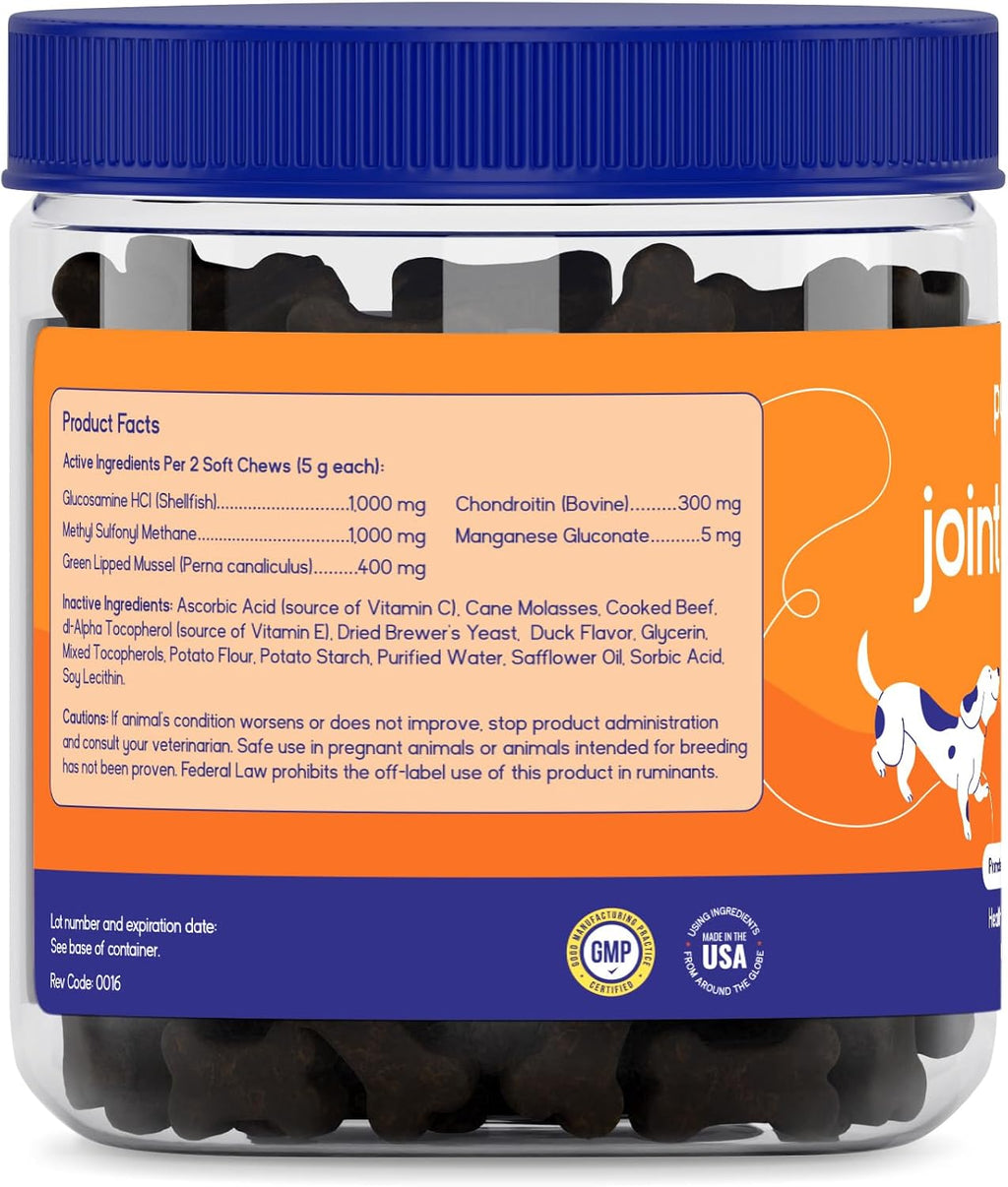 PupGrade dog glucosamine and chondroitin soft chews beef flavor packaging details