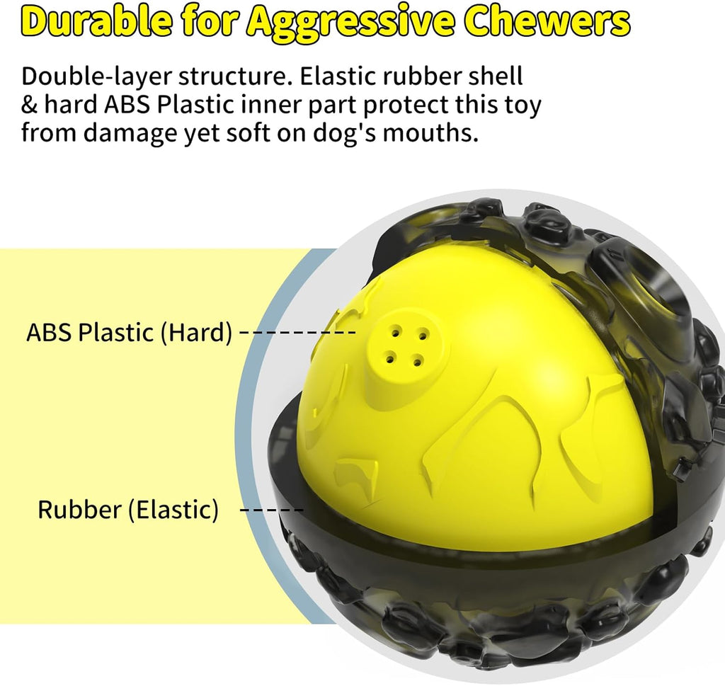 Black and yellow durable dog ball for heavy chewers