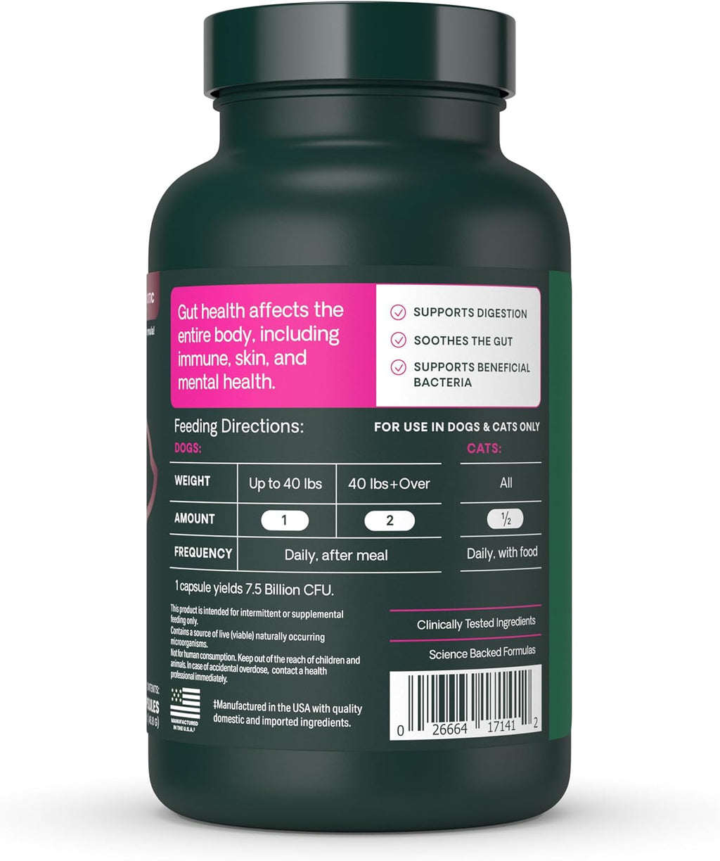 VetriScience Extra Strength Gut Health Probiotic & Prebiotic Digestive Supplements for Dogs & Cats, Gas & Diarrhea & Immune Support, Easy-Open Capsules, 120 Count - Image 10