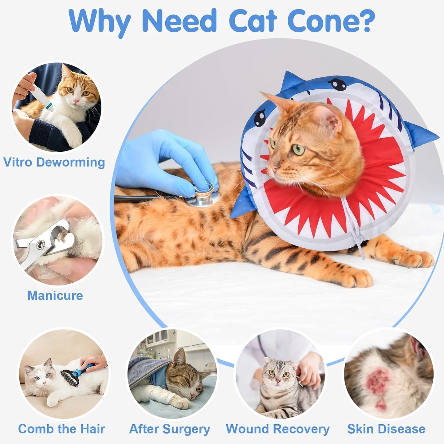 Comfortable protective donut pillow collar for cat surgery recovery