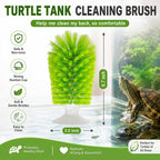 Green turtle shell cleaning brush with strong suction cup base attached to glass