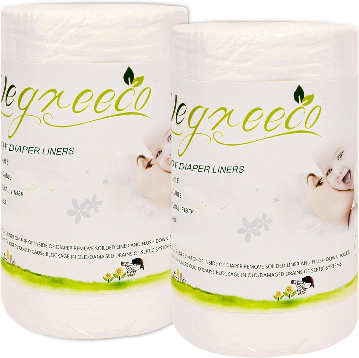Wegreeco 100 Percent Bamboo Unscented Diaper Liners front view
