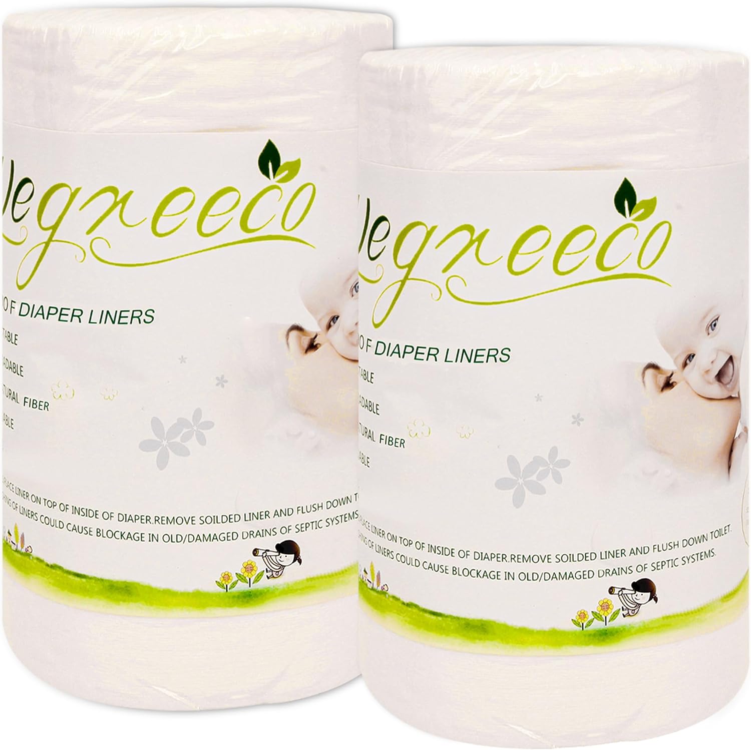 Wegreeco 100 Percent Bamboo Unscented Diaper Liners front view