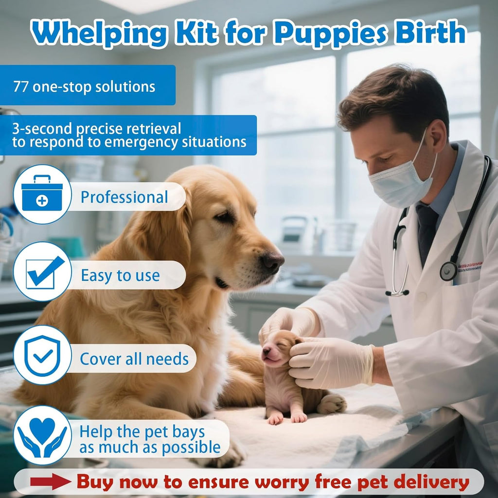 Ywingda portable emergency whelping pouch open view detailing transparent inner mesh storage compartments.