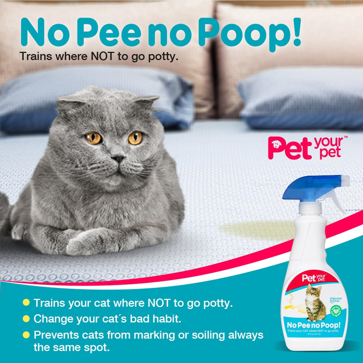Aromatic cat training corrector spray bottle standing on hardwood surface