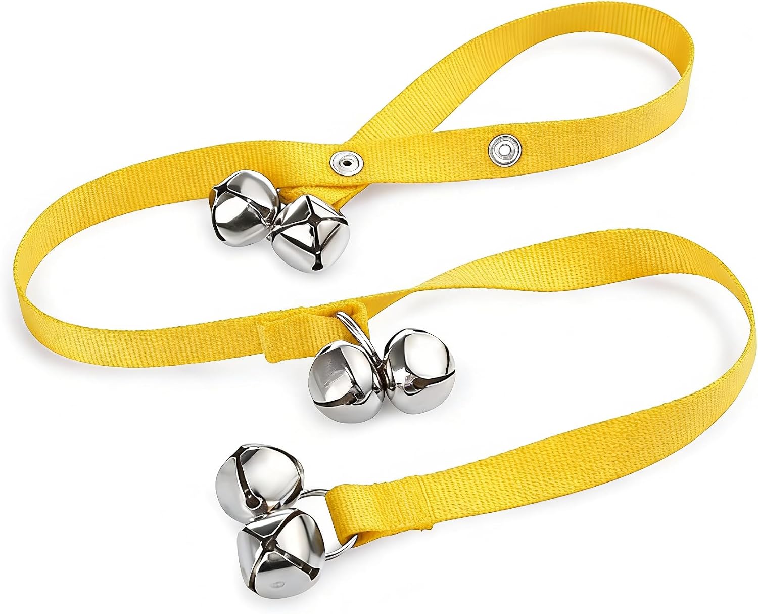 Pet owner demonstrating Tje dog training bell usage
