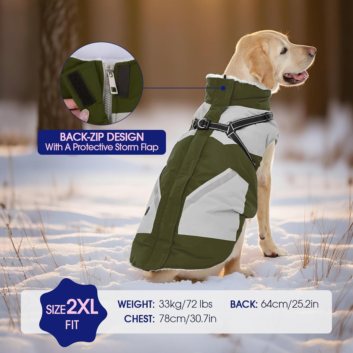 Close up of waterproof fabric on Fuamey dog snowsuit