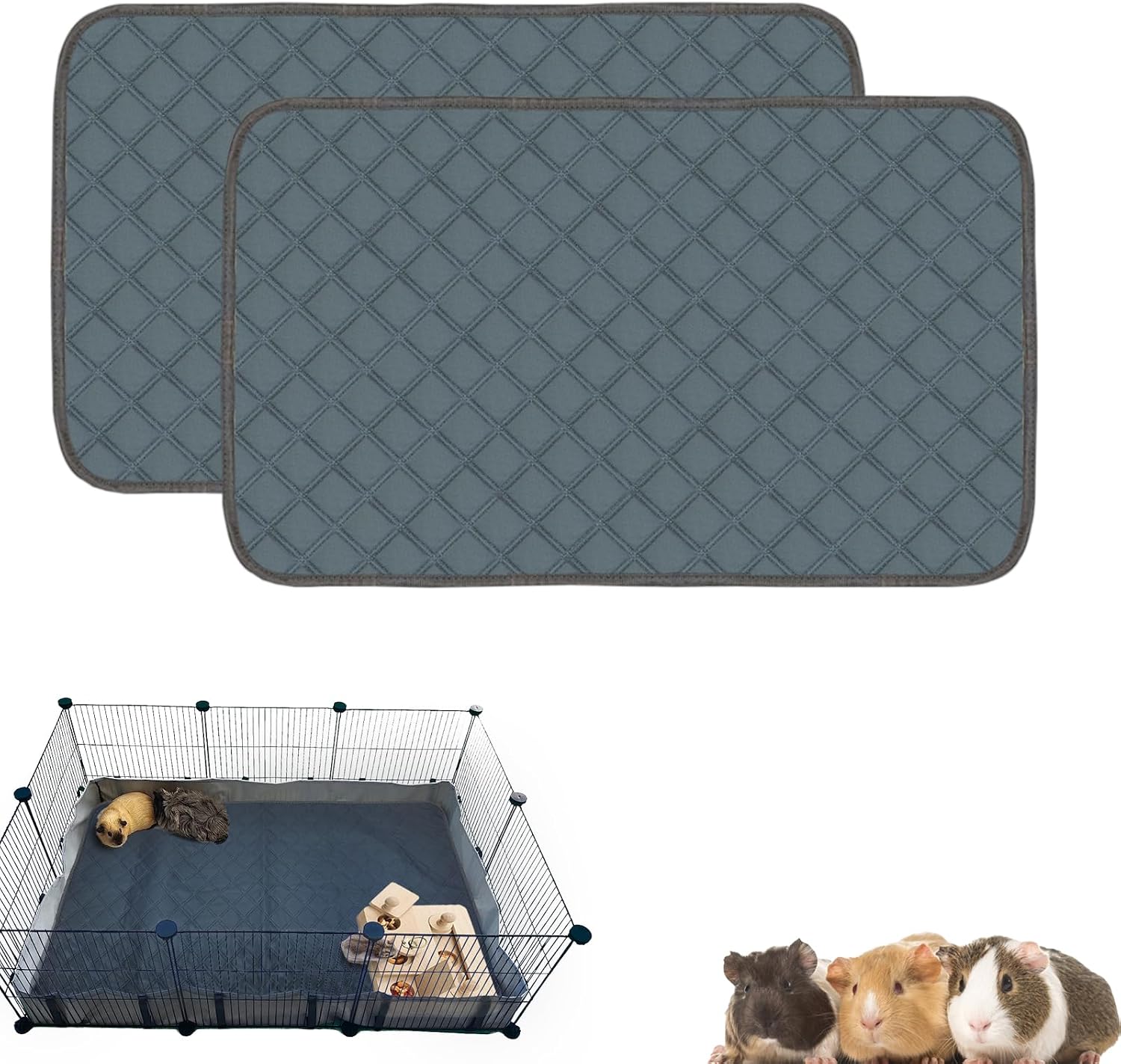 4 Pack Guinea Pig Cage Liners Washable Guinea Pig Bedding Reusable Waterproof Super Absorbent Guinea Pig Pee Pads Anti Slip Mat for Small Animals Rabbit Hamster Rat -28 x 14 Inch - Image 10