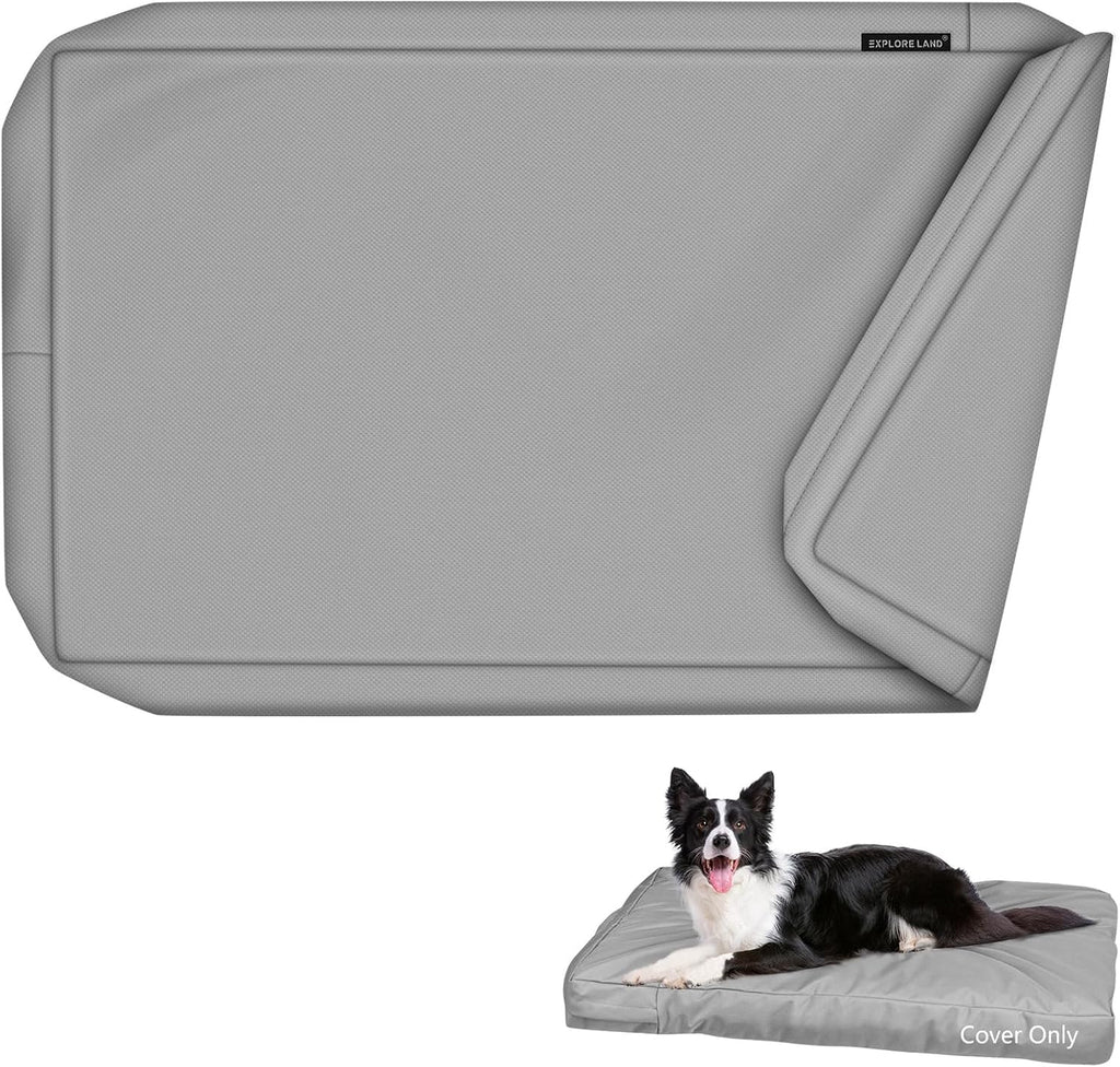 Explore Land waterproof dog bed cover front view in neutral gray color