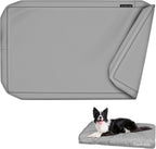 Explore Land waterproof dog bed cover front view in neutral gray color