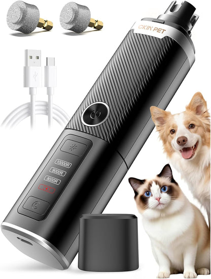 Dog Nail Grinder, Electric Dog Nail Trimmer Quiet with 2 LED Lights, 3-Speed Pet Nail Grinder for Dogs & Cats, Rechargeable 2000mAh Nail Grinder for Small Medium Large Dogs with Light, White - Image 10