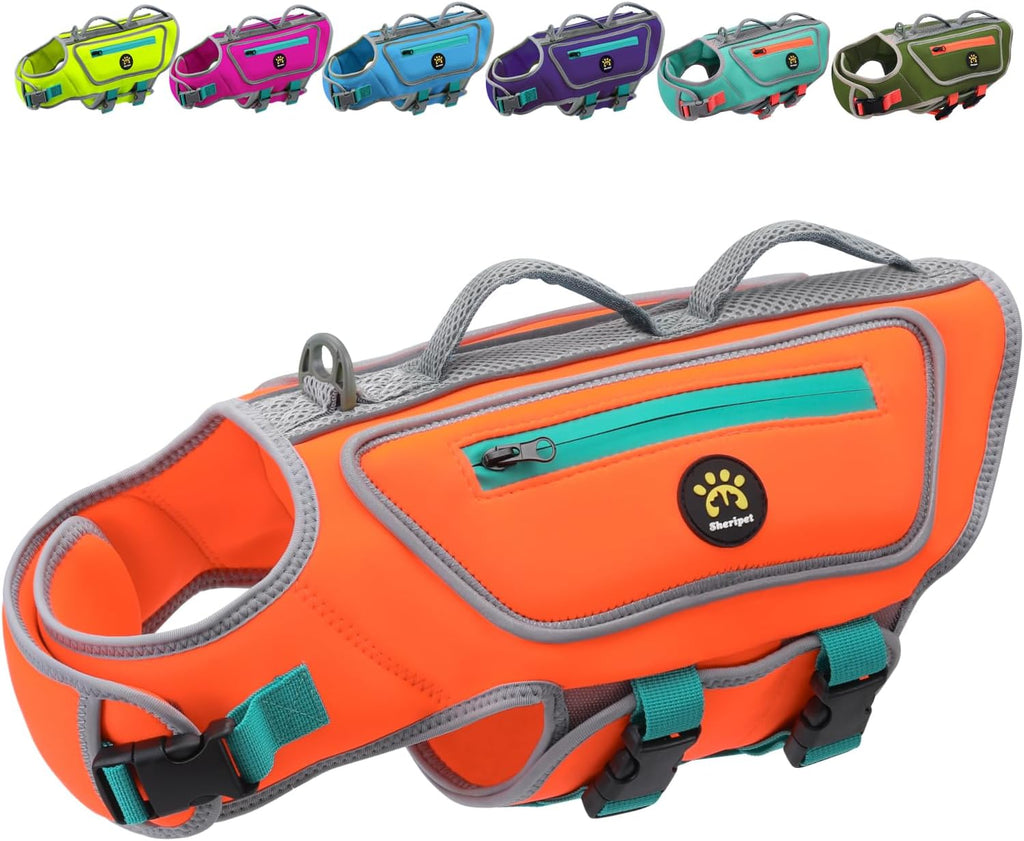 Waterproof safety rescue vest for small pets ideal for pool swimming and boating.