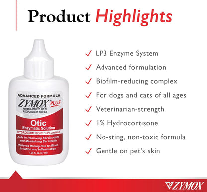 Zymox Advanced Formula Otic Plus instructional label