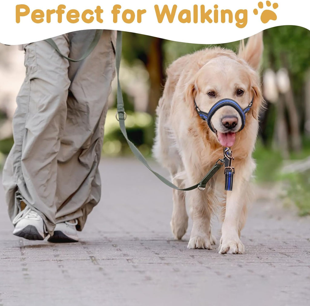 Barkless nylon muzzle leash for medium dogs