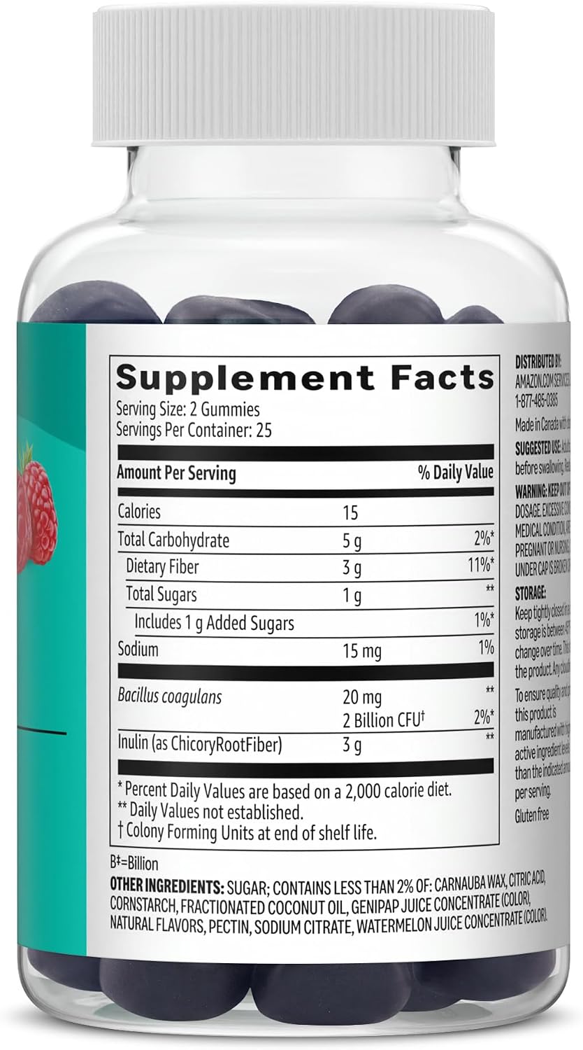 Amazon Basics Prebiotic And Probiotic Gummies dietary attributes panel