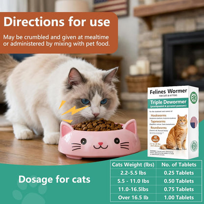Authentic USA imported Vetraw dewormer tablets for cats and kittens on a solid background