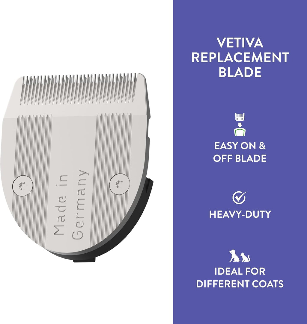 Authentic Wahl animal vetiva replacement blade side view showing easy clean mechanism