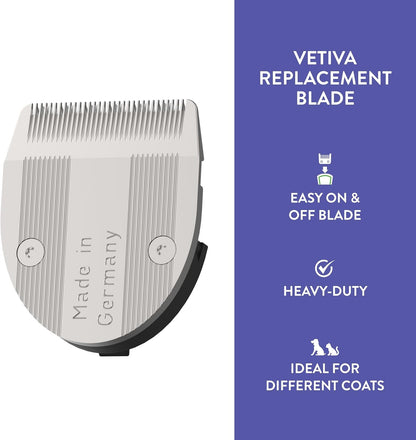 Authentic Wahl animal vetiva replacement blade side view showing easy clean mechanism