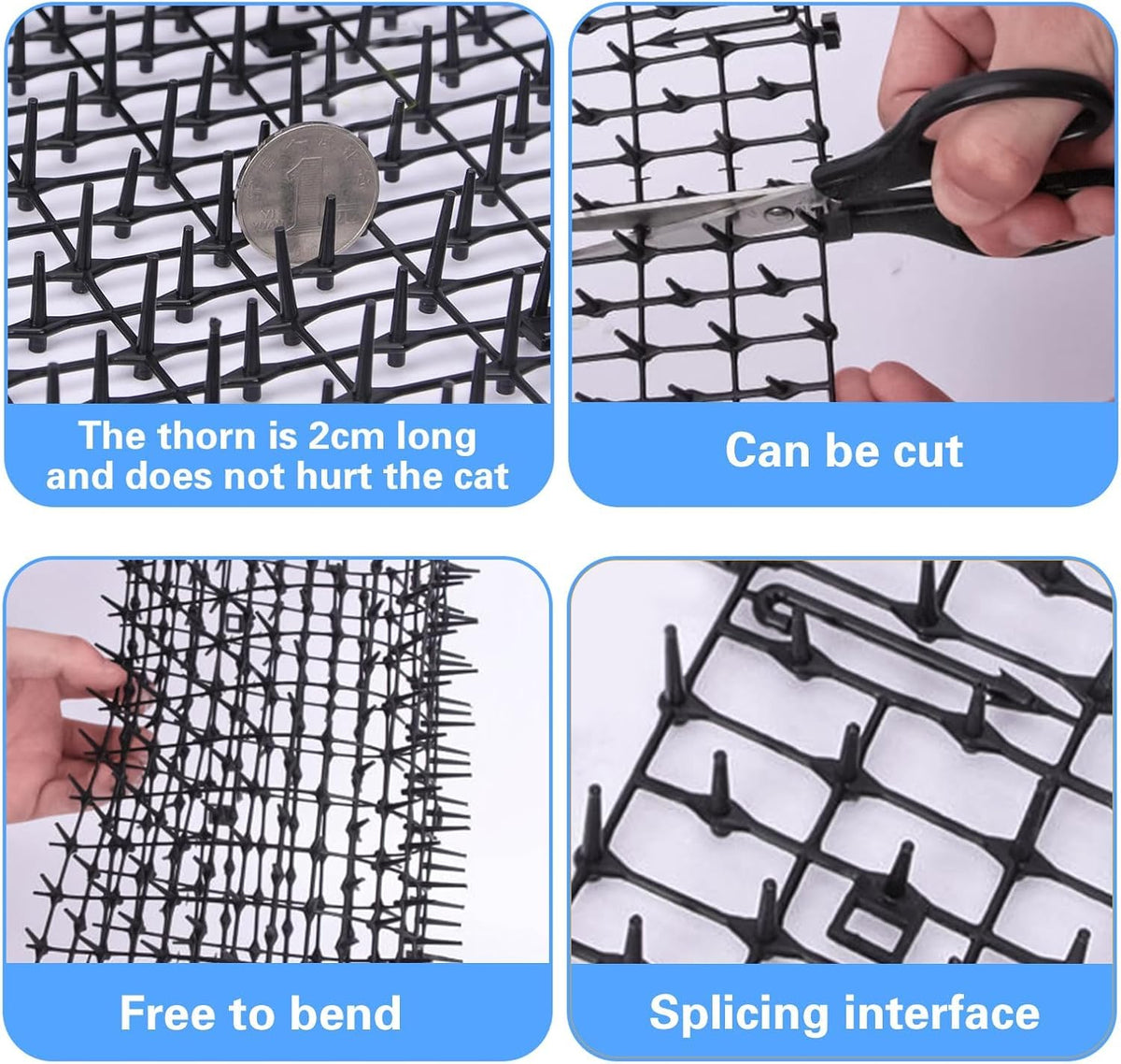 Using garden pegs to secure Forhome cat spike mat