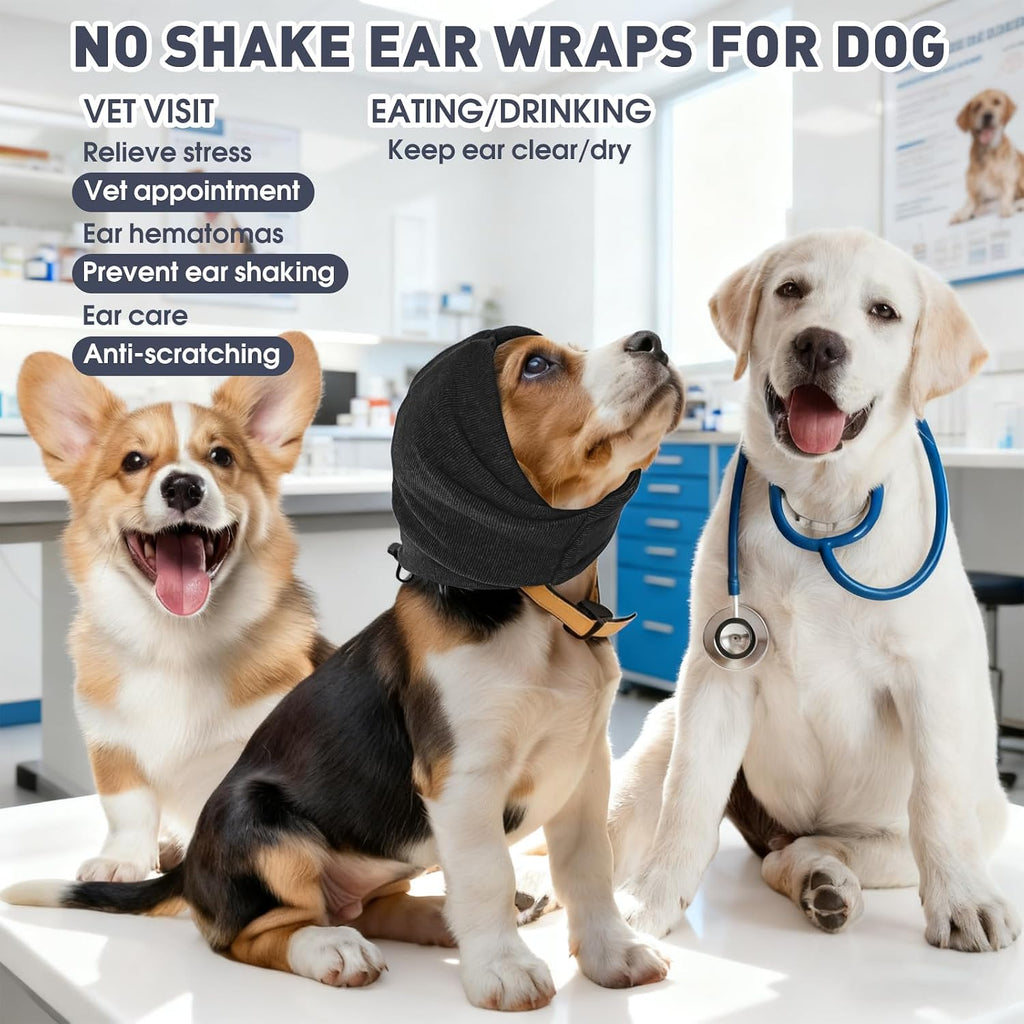 Pacify dog head wrap for ear hematoma protection close up