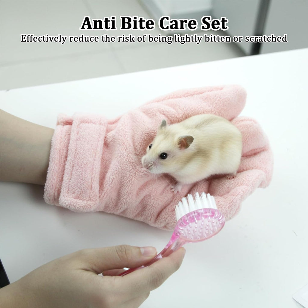 Glove being adjusted on wrist for securing safe pet handling fit