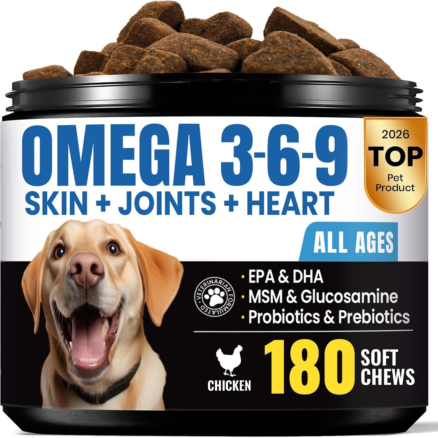 BuddyCheer Omega 3 for dogs salmon fish oil soft chews front packaging view