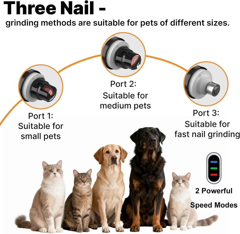 Electric pet claw file with premium diamond grinding wheel attachment.