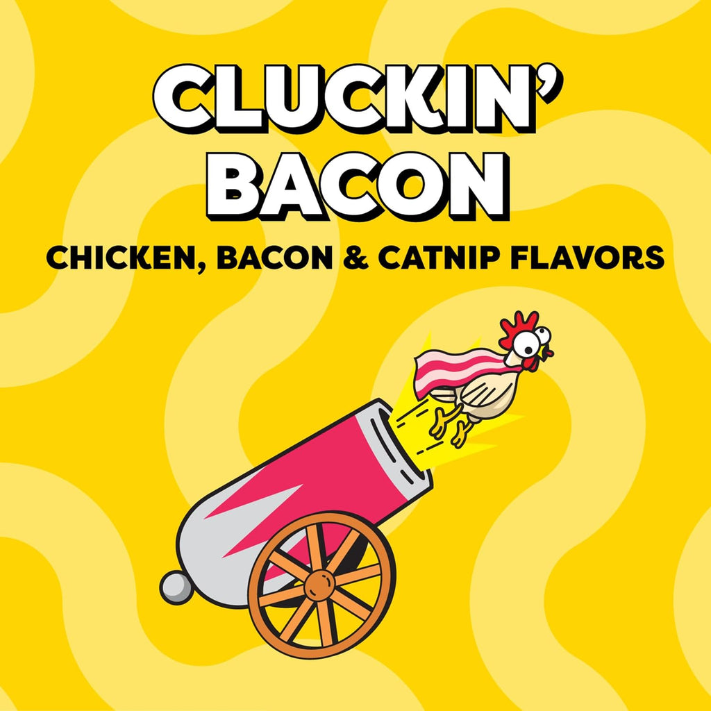 Premium imported USA cat treats in chicken and bacon flavor back details