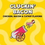 Premium imported USA cat treats in chicken and bacon flavor back details