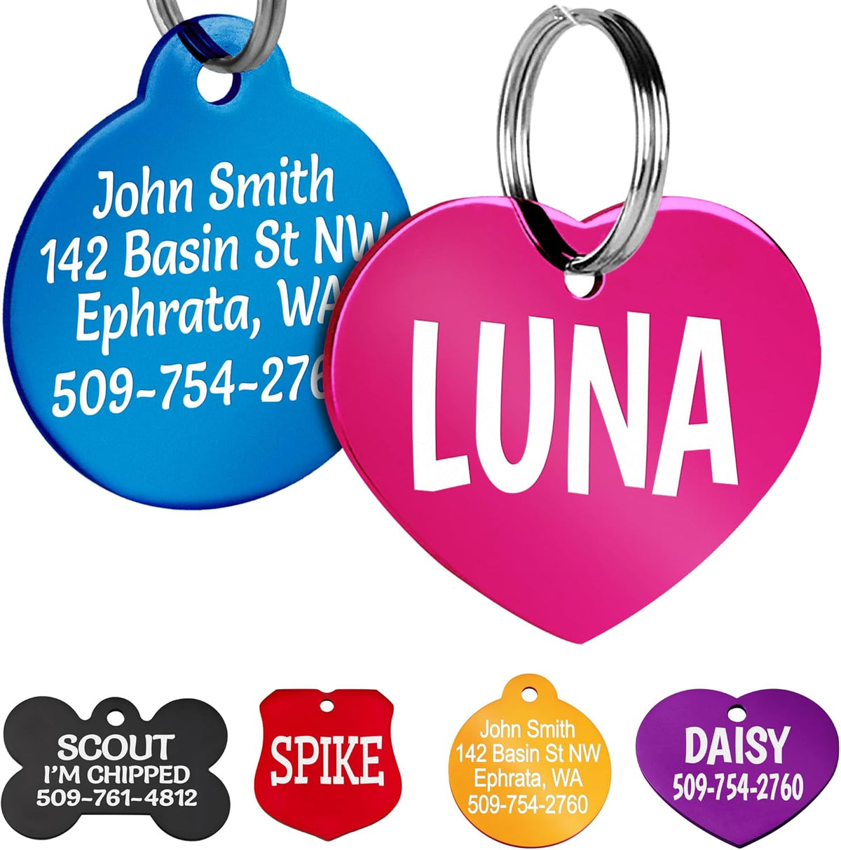 GoTags Dog Tags, Personalized Engraved Dog and Cat ID Tags for Pets, Custom Engraved on Both Sides, Various Shapes Including Bone, Round, Heart, Bow Tie, Star, and Badge (Large - Pack of 1) - Image 15